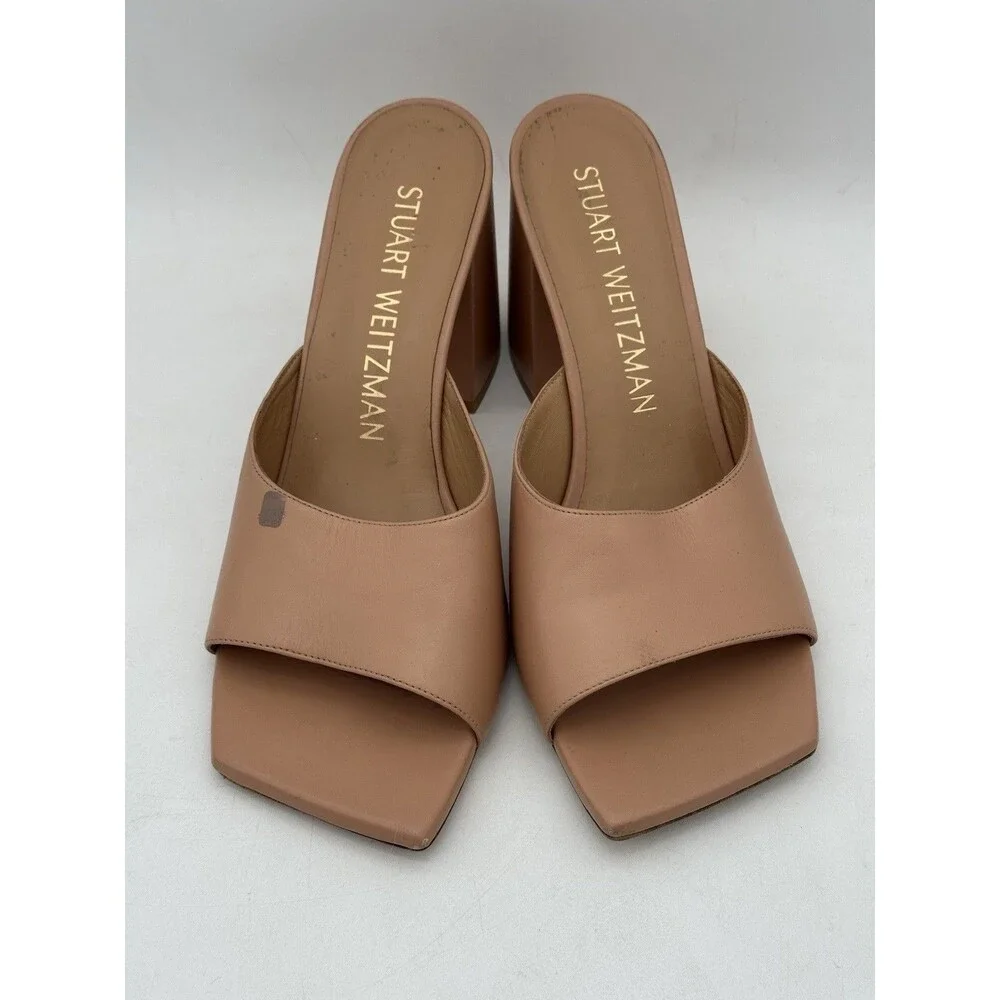 Stuart Weitzman TIA 85 FLAREBLOCK SLIDE - NUDE 911 MSRP $475